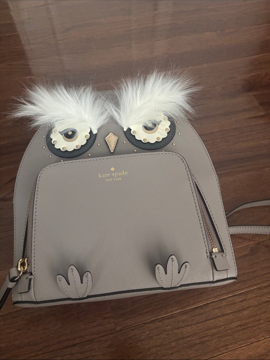kate spade Handbags - kate spade owl backpack with white fur accents